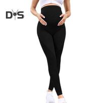 Nėštumo antblauzdžiai aukštu juosmeniu Lieknas Nėščioms Drabužiai Nėščioms Moterims Pilvo atrama Megztos Leggins Kūno formuojančios kelnės Devintos kelnės M juoda