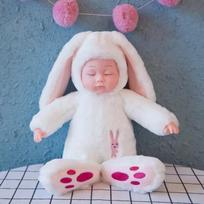 Reborn Lifelike Baby Dolls Soft Body Realistic Newborn Dolls Sleeping Girl Dolls Stuffed Toy Easter Stuffed Animal Bunny Rabbit 40cm 15.7inch