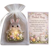 Pocket Size Easter Themed Encouragement Cards with Acrylic Rabbit Charm for Festival Celebration Encouragement Messages 1