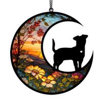 Pet Memorial Suncatcher Angel Cat Dog Sun Catcher Panel Stained Glass Window Hanging Ornaments Pet Loss Sympathy Gift for Pet Lovers G