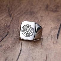 Men Viking Vegvisir Pirate Signet Ring, Free Custom Personalized Stainless Steel Finger Bands Ring for Boys, Amulet Jewelry Gift 7