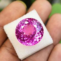 18x18mm Round Cut CERTIFIED Natural Sri Lankan Sapphire Pink Loose Gemstone 18.4 mm rožinė