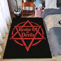 Realm of Devils Red Pentagram Print Black Carpet Decorative Rug  Suitable for use as an anti-slip for living room bedroom sofas 40x60cm( 15x23in )