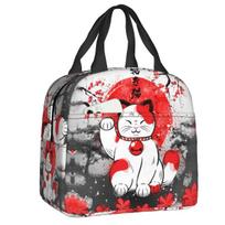 Maneki Neko Insulated Lunch Bag for Women Portable Lucky Fortune Cat Thermal Cooler Bento Box Beach Camping Travel S įvairiaspalvis