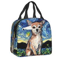 Chihuahua Art Thermal Insulated Lunch Bag Women Portable Lunch Tote for Outdoor Picnic Multifunction Food Bento Box S įvairiaspalvis