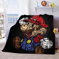 Super Mario Bros Themed Blanket Soft Polyester Flannel Cozy Throw Blanket Home Living Room Decor -QJY 75x90cm
