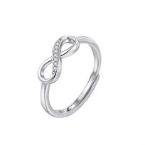 Silver color Crystal Twist Infinity Ring for Women Statement Wedding Band Lovers Jewelry Gift
