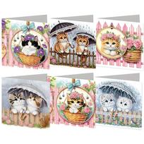 6PCS Lovely Theme DIY Diamond Painting Daily Wishing Cards with Envelope for Birthdays Thanksgiving & Special Occasion
