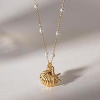 18K Gold Waterproof Titanium Steel Paperclip Choker Beach Shell Conch Necklaces Preppy Stuff Boho Summer Beach Jewelry For Women
