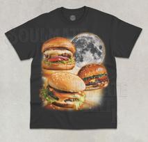 Three Burgers Moon T- Shirt Funny Meme Food Lover Graphic Joke Unisex  Shirt XL