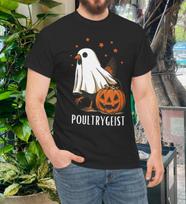 Poultrygeist Funny Halloween Chicken Ghost Costume Pumpkin T- Shirt 4XL