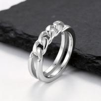 Vnox 5.3mm Width Stainless Steel Cuban Link Chain Ring for Men Women, Silver Color Finger Ring, Birthday Party Jewelry Gifts New 7