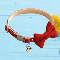 Cute pet bell collar with bow desig available in multiple colors adjustable safety collar for cats and dogs raudona
