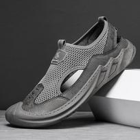 Vyriškos sportinės basutės 2024 vasaros naujos tinklinės kvėpuojančios neslystančios patogios minkštu padu kasdienės paplūdimio avalynės Zapatillas De Hombre 39 pilka spalva