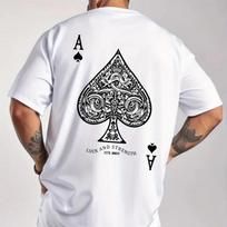 New Summer Men's Fashion T-shirt Personality Playing Cards Printed Men's T-shirt Top XS balta