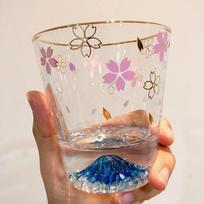 290ml  Japanese Style Fuji Mountain Sakura Glass Cup Glass  Pink Cute Water  Cup  Tea Cup with Spoon Deinkwaie 301-400ml
