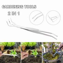 2 viename Bonsai šaknų grėblys Nerūdijančio plieno sodo pincetas Sodo įrankis sidabras