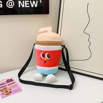Creative and funny cute burger fries cola bag, shoulder messenger bag soft cute girl plush handbag One Size
