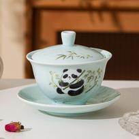 Chinese Style Panda Ceramic Cover Bowl Kung Fu Tea Set Household Tea Bowl Single High End Gift Gift Ceramic Cup Toast Tea Bowl Cup 150ml