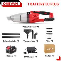 ONEVAN 12KPA Elektrinis dulkių siurblys 1500W Daugiafunkcis rankinis automobilio namų valymo dulkių įrankis Makita 18v baterijos kaiščiui 1xBattety-EU Plug