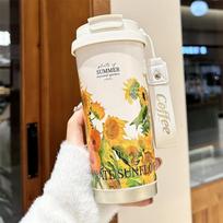 Lily of the Valley Coffee Cup High Value Girls 316 Stainless Steel Thermos Cup Portable Car Gift Cup 530ML