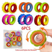Rotating Silicone Fidget Ring Sensory Finger Spinner Anti-Anxiety Stress Easing Toy For Adults Quiet Classroom Prize blue