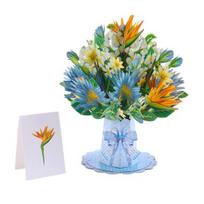 3D Pop-Up Bouquet Greeting Card Sunflower Lily Tulip Carnation Flower Bouquet Card for Mother's Day Teachers' Day Graduation Anniversary Birthday C