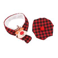 Dog Beret Hat and Scarf Set Headwear Christmas Pet Christmas Scarf Headwear Party Costume Photo Props L raudona