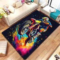 VIKAMA Off-Road Motorcycle Mat, Vibrant Track Design Rug for Living Room, Bathroom & Camping, Durable Multi-Scene Floor Mat 160cm x 200cm