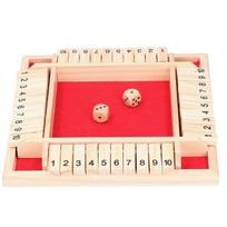 Wooden Number Board Dices Game Set Toy for 4 People KTV Pub Bar Party Supplies PropRed