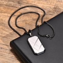 Stylish Dog Tag Necklaces for Men Boys,Stainless Steel Square Pendant Necklace,Punk Jewelry Father Gifts 60cm