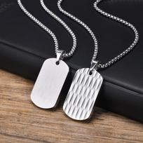 Dog Tag Necklaces for Men Dad Father Papa Husband,Waterproof Stainless Steel Square Pendant with Box Chain Collar Gift 50cm