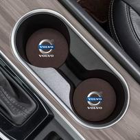 2pcs Suede Car Coaster Water Cup Drink Holder Mat Anti-Slip Pad For Volvo S40 S60 S90 XC40 XC60 XC90 V40 V50 V60 V90 C30 C70 S80 ruda
