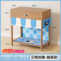 Mid-Century Pet Sideboards Compact Pet Food Storage with Wheels Vintage Cat Dog Dining Station Space-Saving Pet Supply Organizer