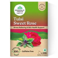 A TATA Product - Organic India Tulsi Sweet Rose - 25 Tea Bags, Stress Relieving, Supports Radiant Skin, Rich in Antioxidants, Made with Tulsi, Cham