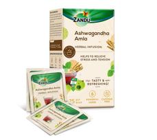Zandu Ashwagandha Amla Ayurvedic Infusion, a Herbal Tea Enriched with 6 Ayurvedic Ingredients (25 Tea Bags)