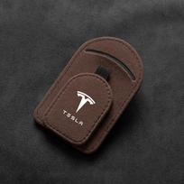 Magnetic Leather Car Visor Sunglasses Holder Ticket Card Clip for Tesla Model 3 Model S Model X Model Y Cybertruck Roadster