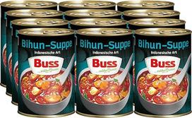 "Buss Asia" sriubos - "Bihun" sriuba, originali indonezietiška sriuba - švelni azijietiška sriuba su pipirais, vištiena ir stikliniais makaronais - greitai paruošiamas maistas, skirtas pašildyti mikrobangų krosnelėje ir puode - 12 x 400 g