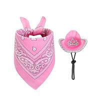 Pet Costume Set with Print Bandana and Decorative Hat for Dogs and Cats Suitable for Parties and Events