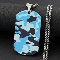 Camouflage Military Dog Tag Pendant Necklace for Men Stainless Steel Hip Hop Punk Geometric Jewelry Male Chain Necklaces Gift
