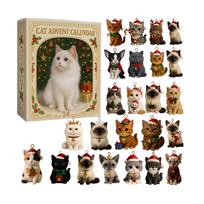 Cat Advent Calendar 24 Days Countdown with Assorted Cat Figurines Christmas Holiday Collection for Home Decor Gift One Size