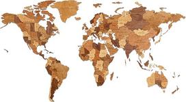 "EWA Eco-Wood-Art" pasaulio žemėlapis vaikų kambariui - "pasidaryk pats" 3 sluoksnių dėlionės sieninė dekoracija miegamajam - mediena suaugusiesiems ir paaugliams nuo 14 metų - vidutinė, 126 dalys - "Choco World