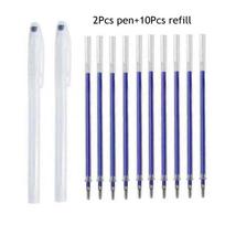 11/12pcs Fabric Marker Heat Erasable Pen Refill Set for DIY Patchwork Dressmaking High Temperature Disappearing Washable Handle