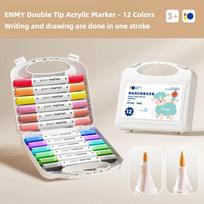ENMY12/80 Colors Double Tip Acrylic Paint Pens NCS Color System Soft Brush Washable Watercolor Marker School Supplies Stationery