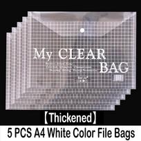 100/5 PCS A4 Plastic File Bag Information Pocket Folders Transparent Documents Filing Storage Bag School Supplies Stationery