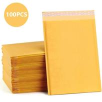100pcs Kraft Paper Bubble Envelopes Padded Mailers Shipping Envelope self seal Shipping Packaging Bag Courier Storage Bags (Yellow,11*15cm) geltona
