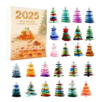 Sea Glass Advent Calendar 2025 24-Day Countdown Box Multifunctional Christmas Decoration for Kids' Rooms Houses Cars A