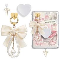 1 Set Heart Shaped Tablet Charm Pearl Chain Phone Pendant New Holder Set  Gift Apple smėlis