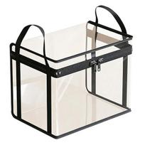 Transparent Clothes Storage Bag, with Sturdy Handles, Durable Plastic Visibility Book Organizer, Moisture-proof Toys Container for Playroom Study Room C