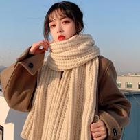 Couple Warm Neck Cover Bib Thermal Neck Warmer Windproof Thickening Knitting Scarf Fashion Winter Scarves Men Women smėlis